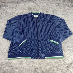 Peter Popovitch Women's Small Blue/Green/white‎ Lounge Zip Up 80's Retro Jacket